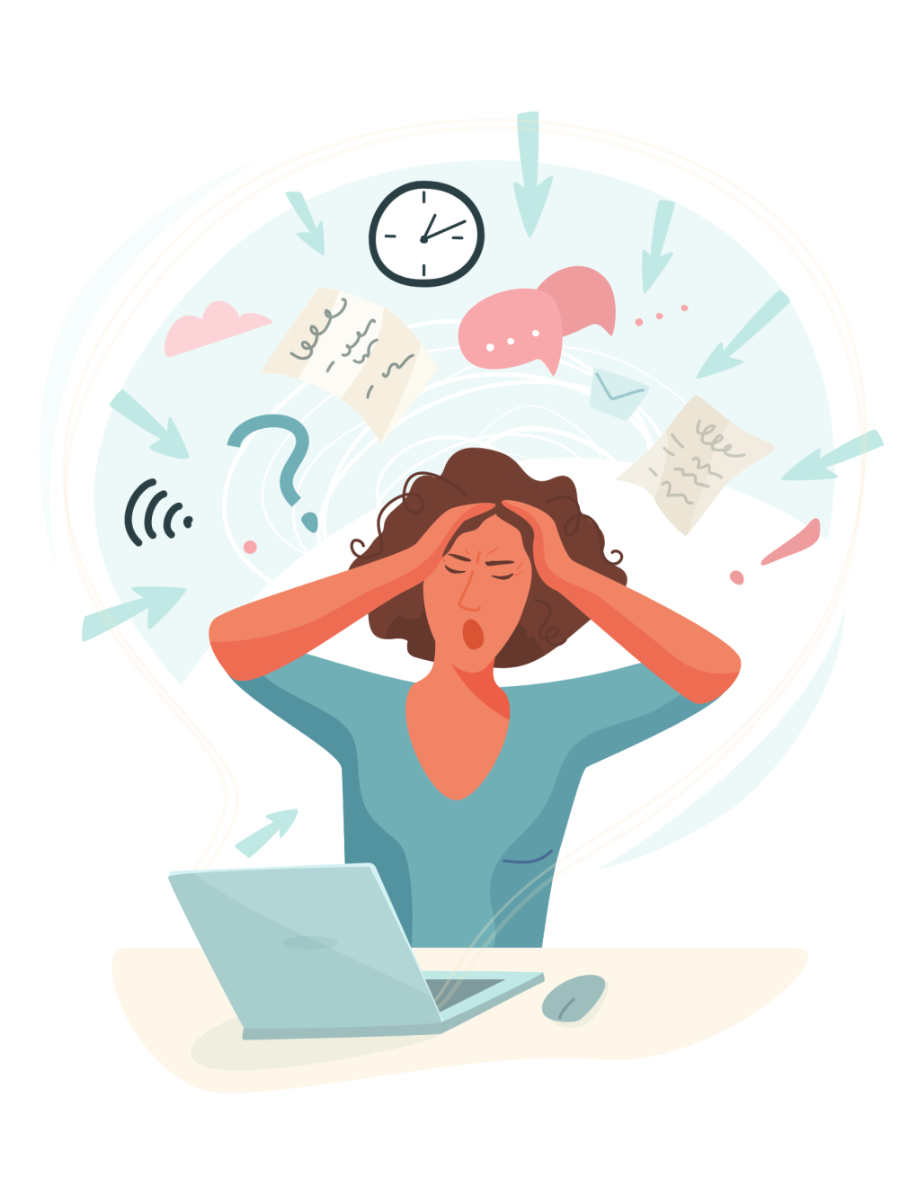 Metaphor of a jigsaw puzzle piece feeling stressed because they are overwhelmed by life and need help